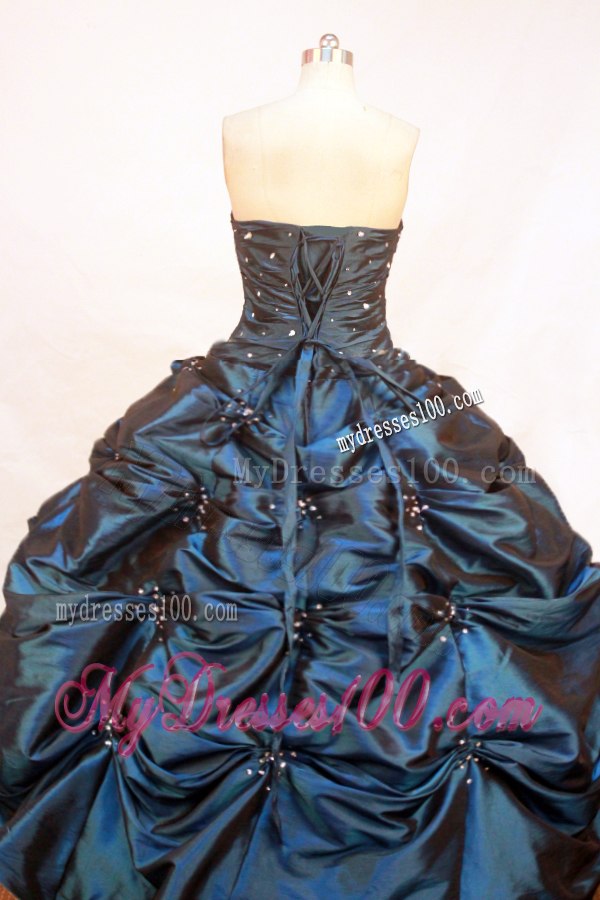 Teal Puffy Ball Gowm Quince Dresses with Rainestone for Cheap