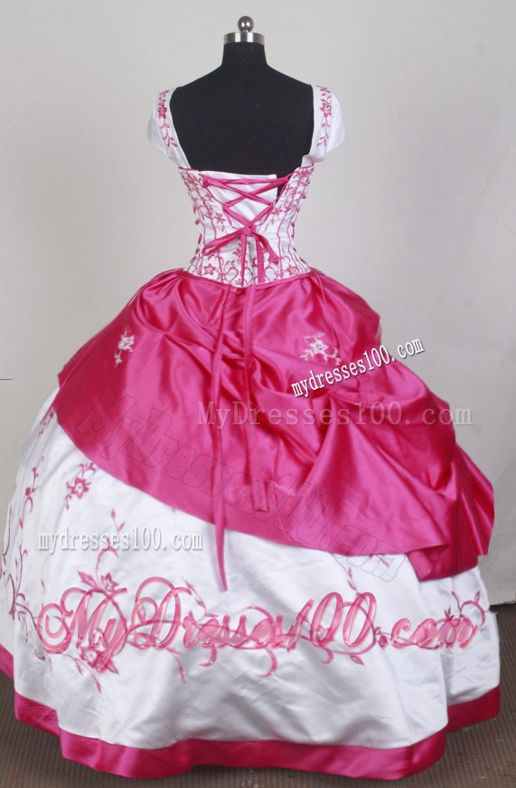 Detachable Hot Pink and White Dresses 16 with Short Sleeves