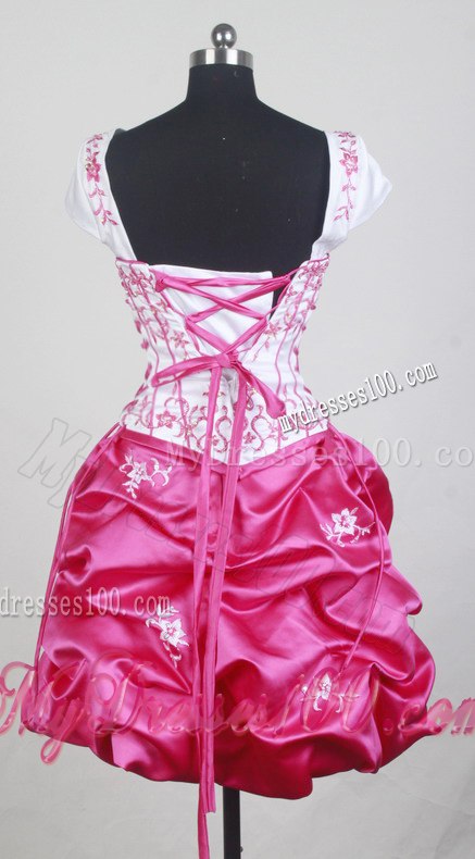 Detachable Hot Pink and White Dresses 16 with Short Sleeves