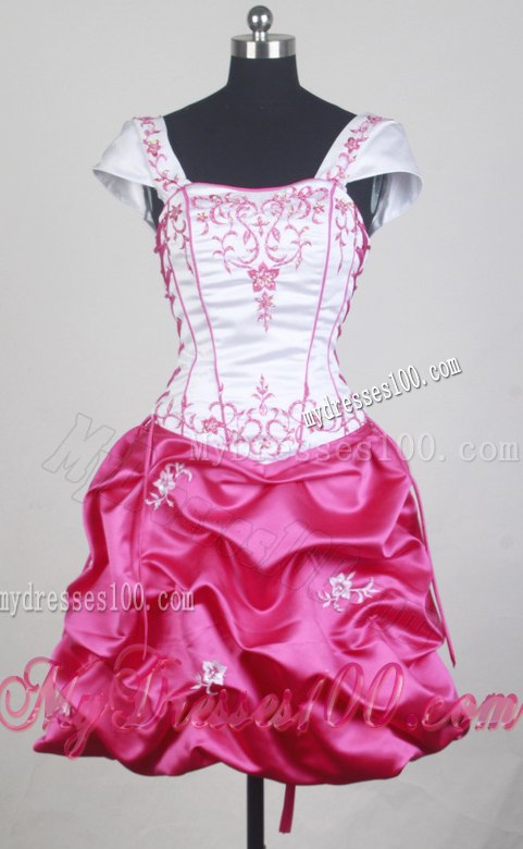 Detachable Hot Pink and White Dresses 16 with Short Sleeves
