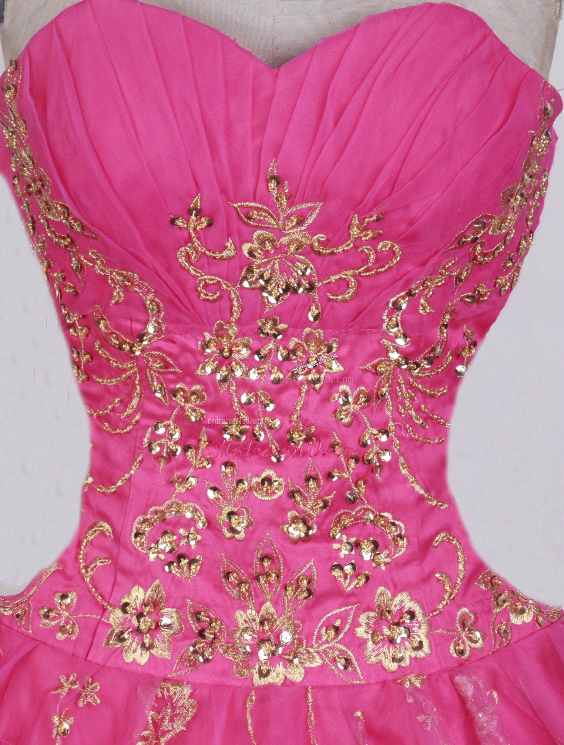 Ruching Sweetheart Beading and Appliques Decorated Dress for Quince