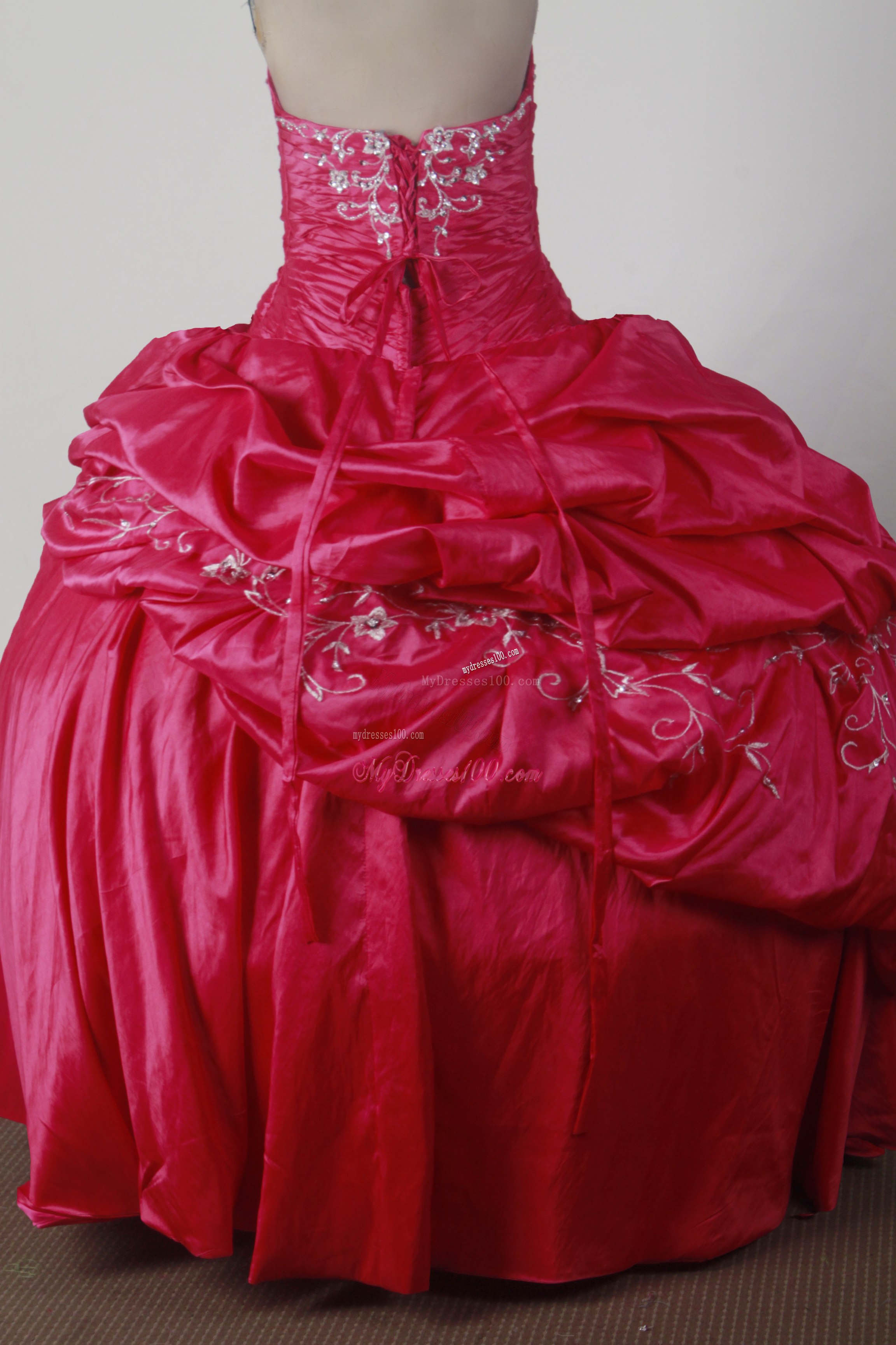 Appliqued Hot Pink Quinceanera Dress with Drapped Skirt