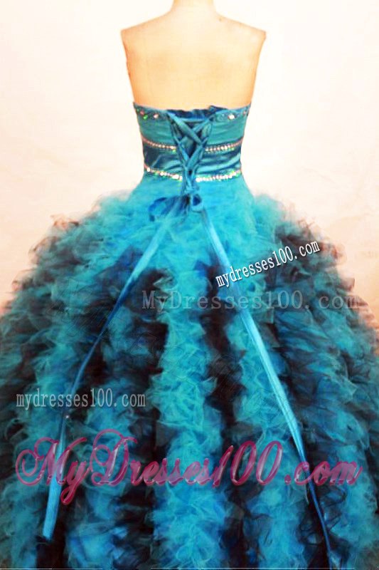 Luxurious Aqua Blue Beading Organza Quinceanera Dresses for Girls Ball Gown