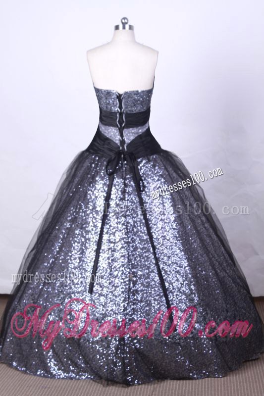 Sequined Lace Up Back Sweet 16 Dresses with Diamond and Ruched Sash