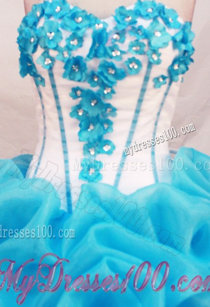 Floral and Beaded Sweetheart Sweet 15 Dresses with Pick-ups and Halter Flowers
