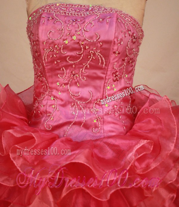 Ruffle Layers Embroidery Organza Quinceanera Dresses Floor Length