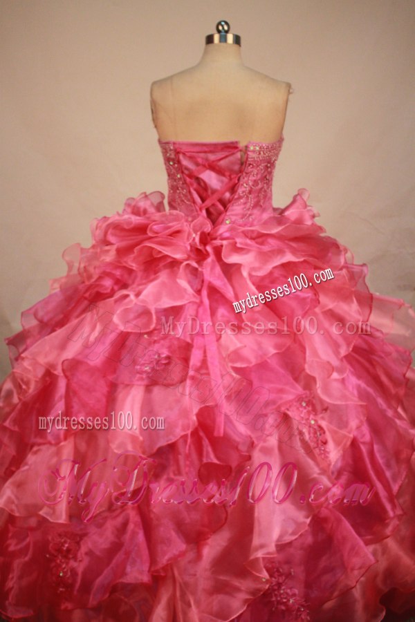 Ruffle Layers Embroidery Organza Quinceanera Dresses Floor Length