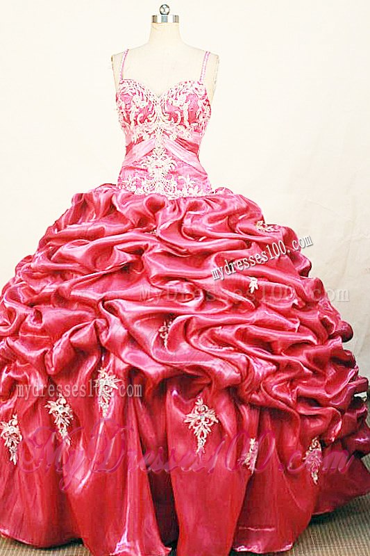 Hot Sale Spaghetti Straps Ruffles Appliques Quinceanera Dresses in Hot Pink