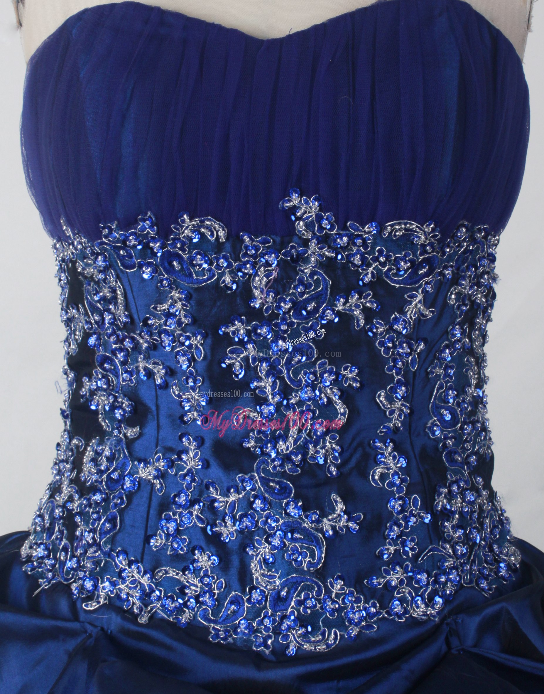 Appliques and Pick-ups Accent Dresses 16 in Royal Blue