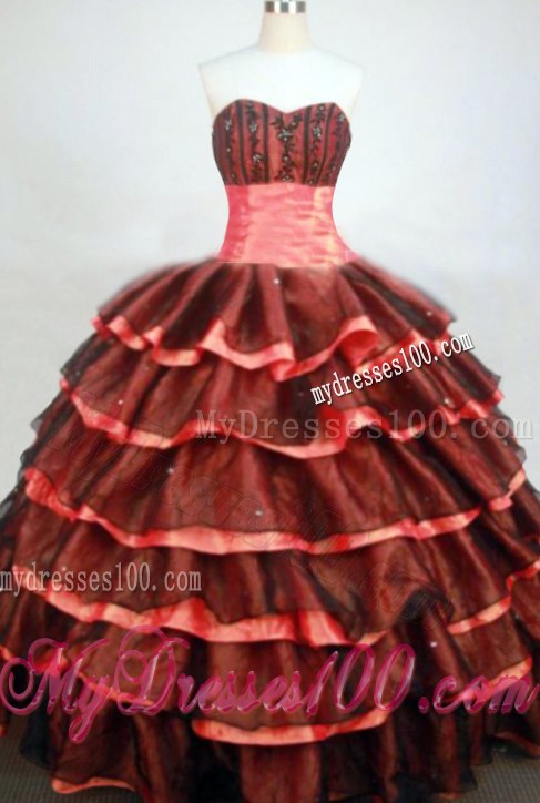 Ruffles Layers Appliques Sweetheart Quinceanera Gowns Zipper Up Two-toned