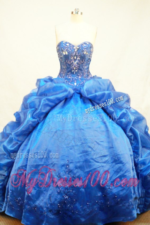 Latest Taffeta Dresses for Quinceanea in Blue with Pick Ups