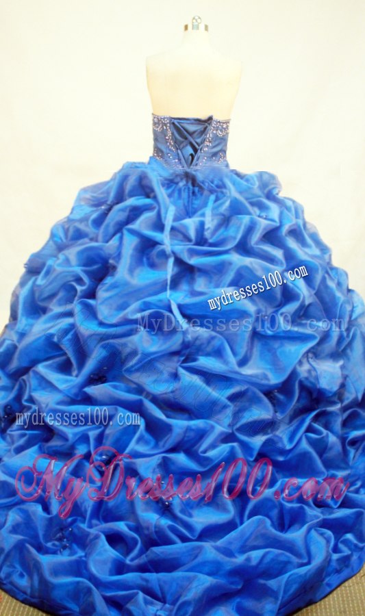 Latest Taffeta Dresses for Quinceanea in Blue with Pick Ups