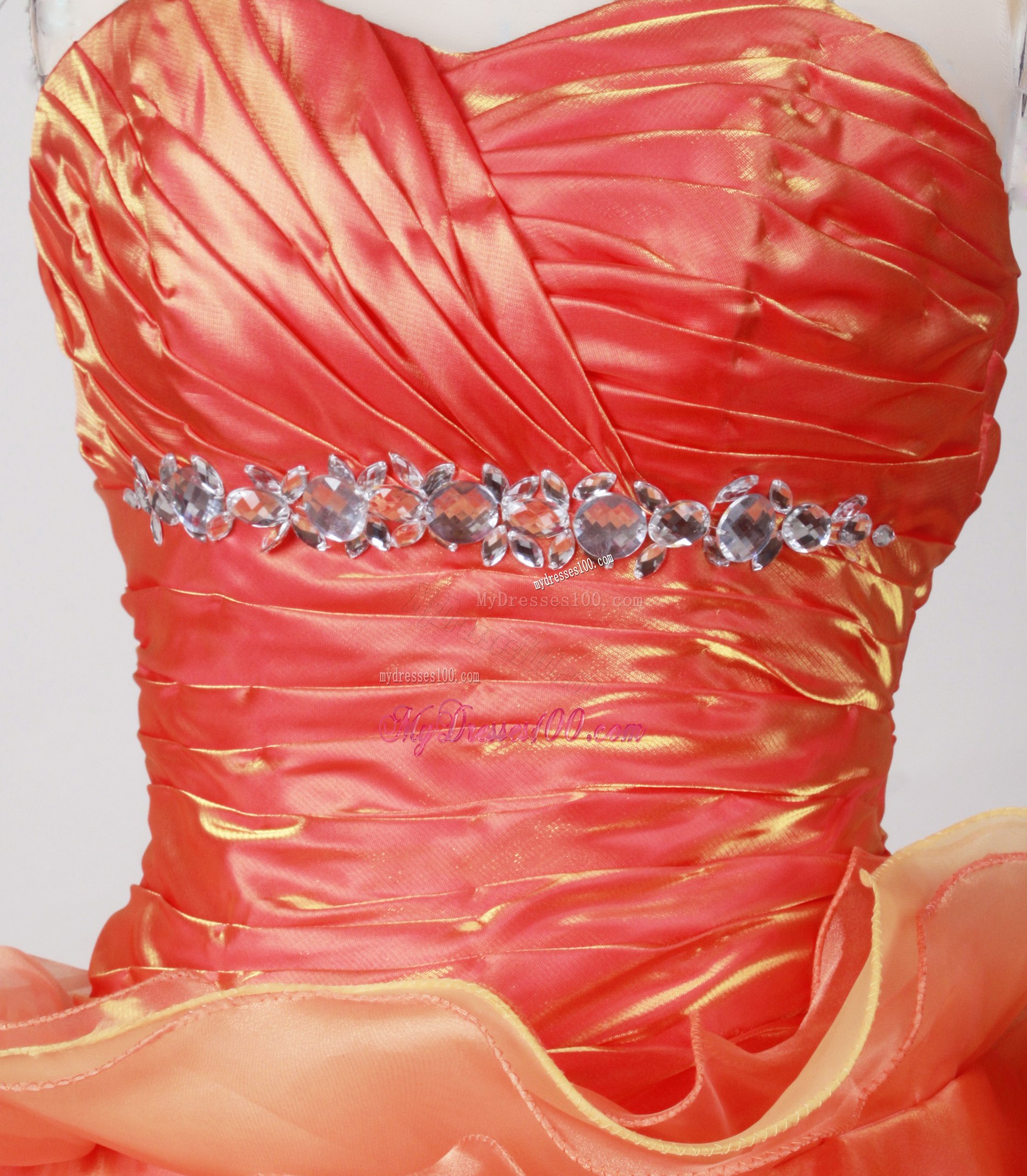 Two-toned Orange Quinceanera Dress with Rolling Flowers