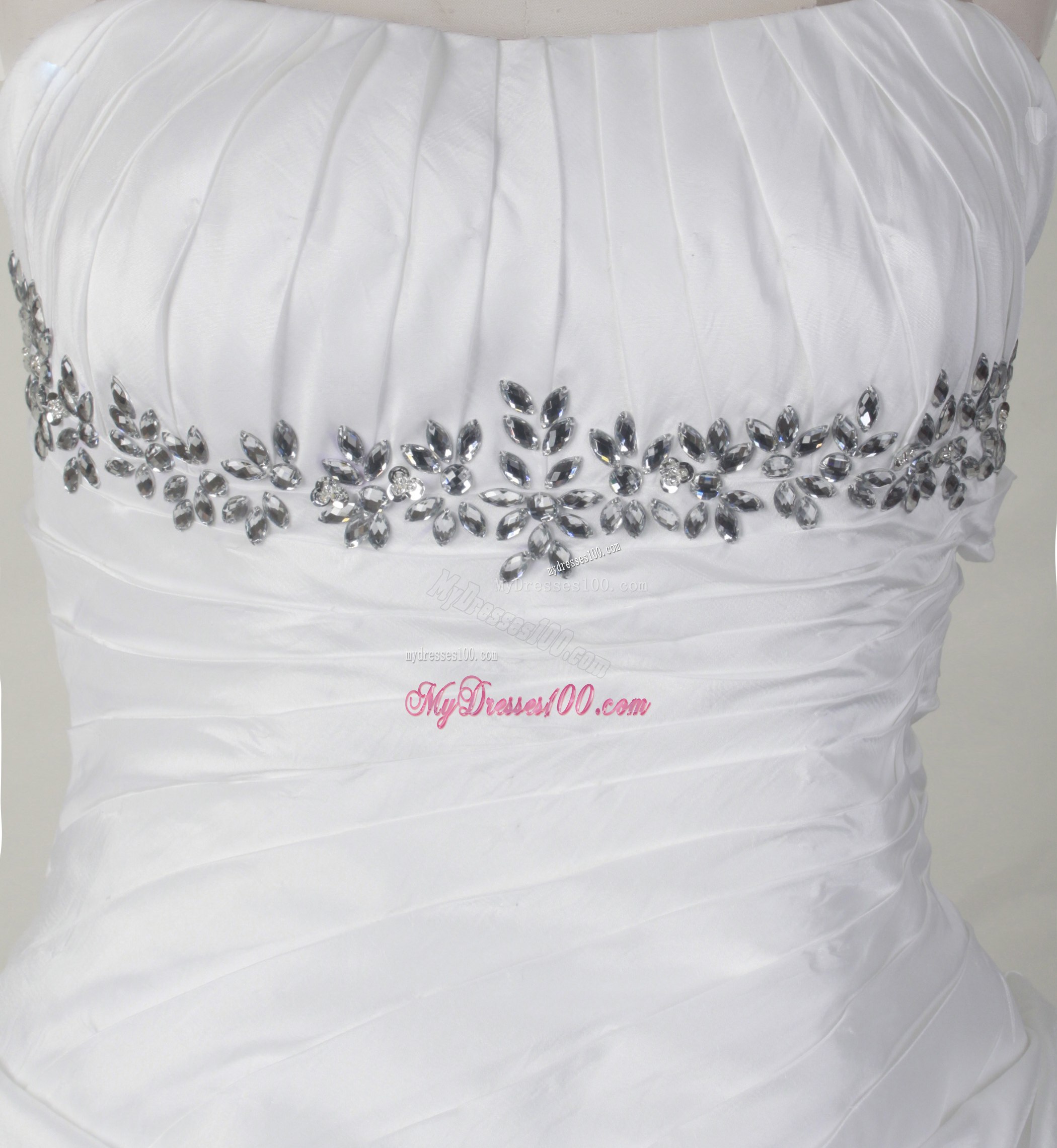 White Organza Quinceanera Dress with Layers and Pick-ups