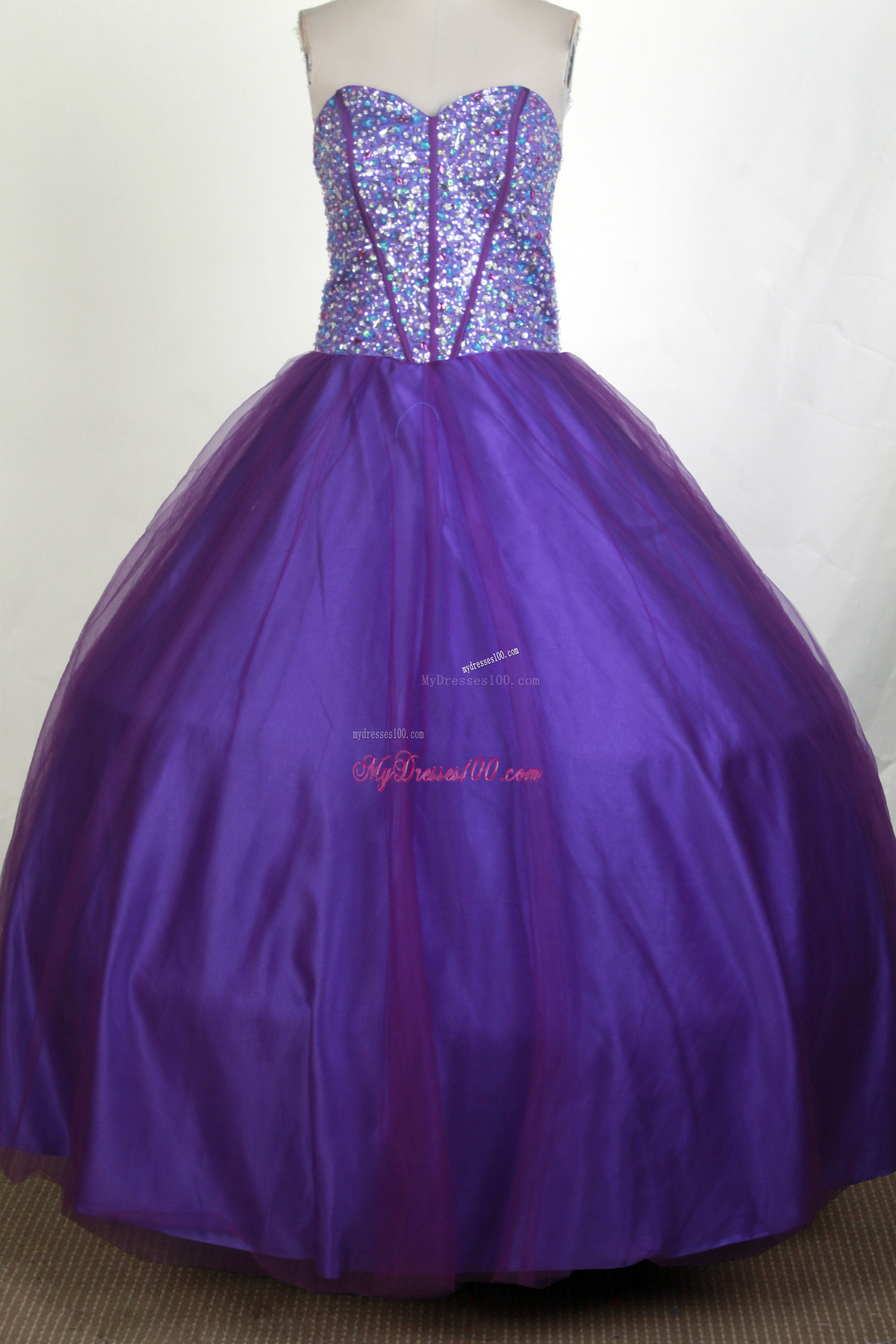 Lace Up Back Puffy Sweet sixteen dresses Shining with Colored Diamonds