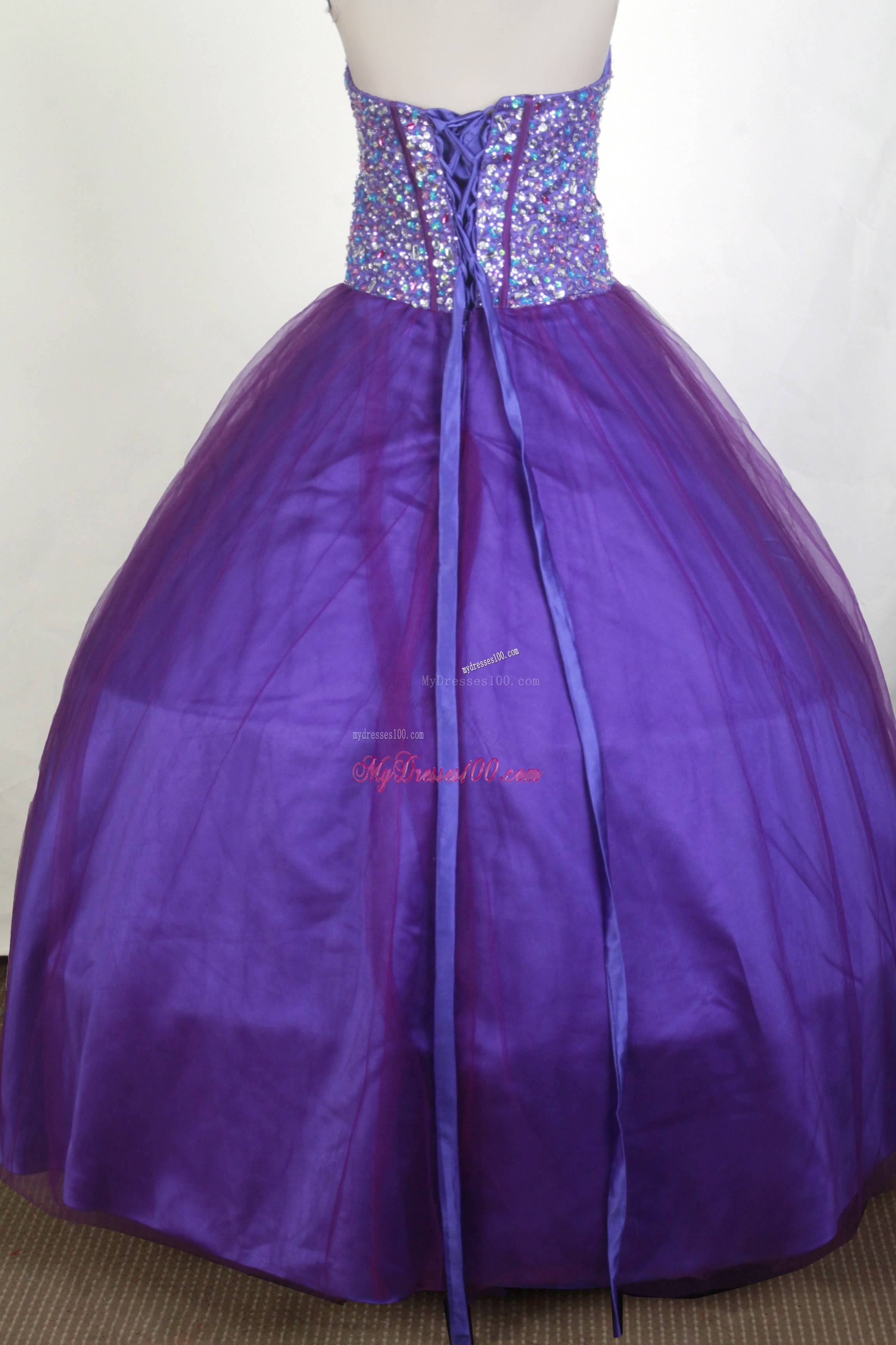 Lace Up Back Puffy Sweet sixteen dresses Shining with Colored Diamonds