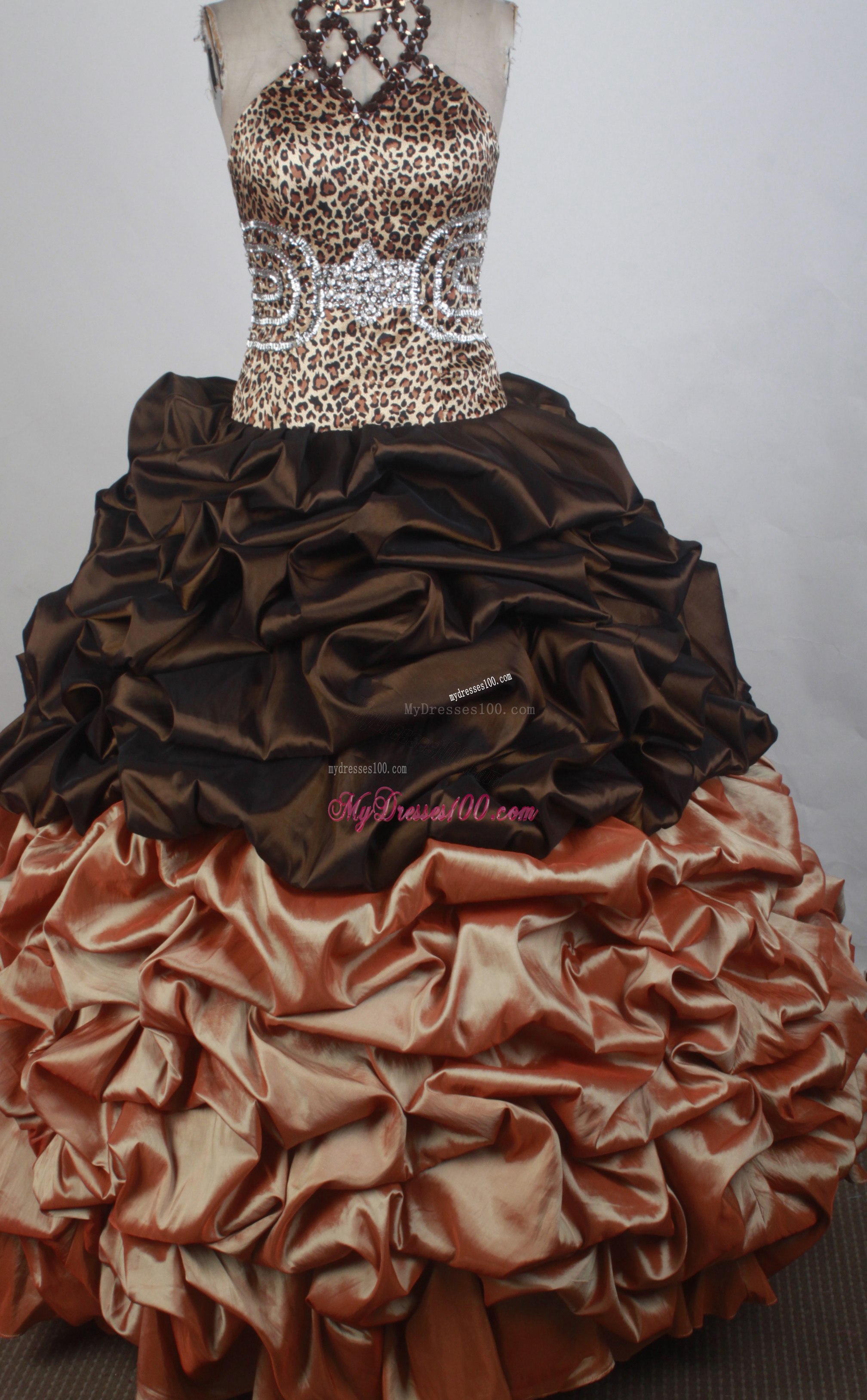 Halter Pick-ups Decorate Quinceanera Dress in Multi-Colors