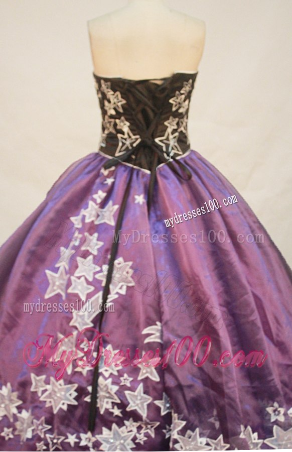 Black and Purple Sweetheart Bodice Dress for Sweet 15 Decorated by White Stars