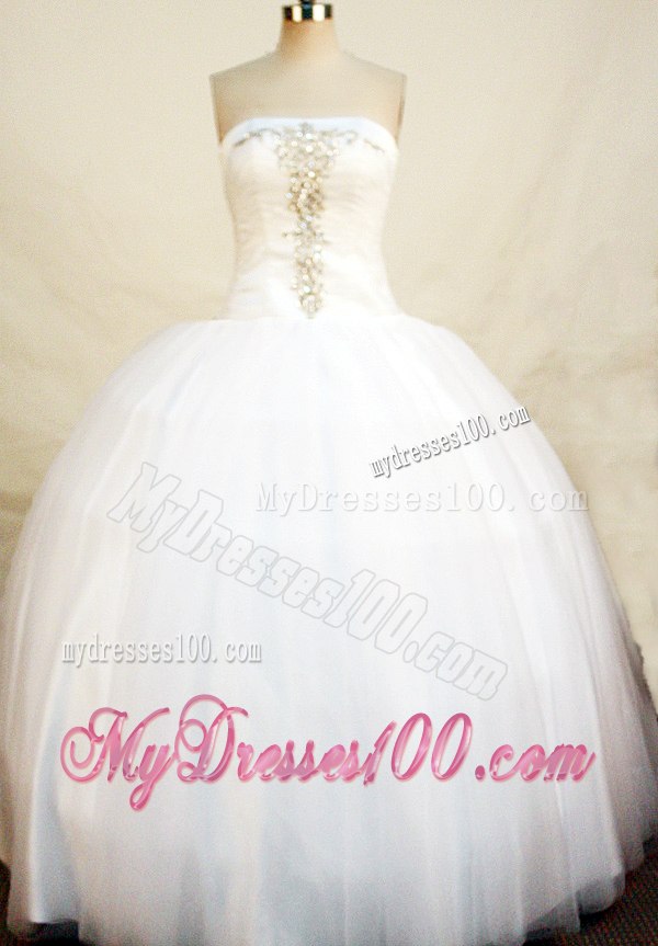 Beaded White Puffy Quinceanera Dresses Lace-up Back in the Mainstream