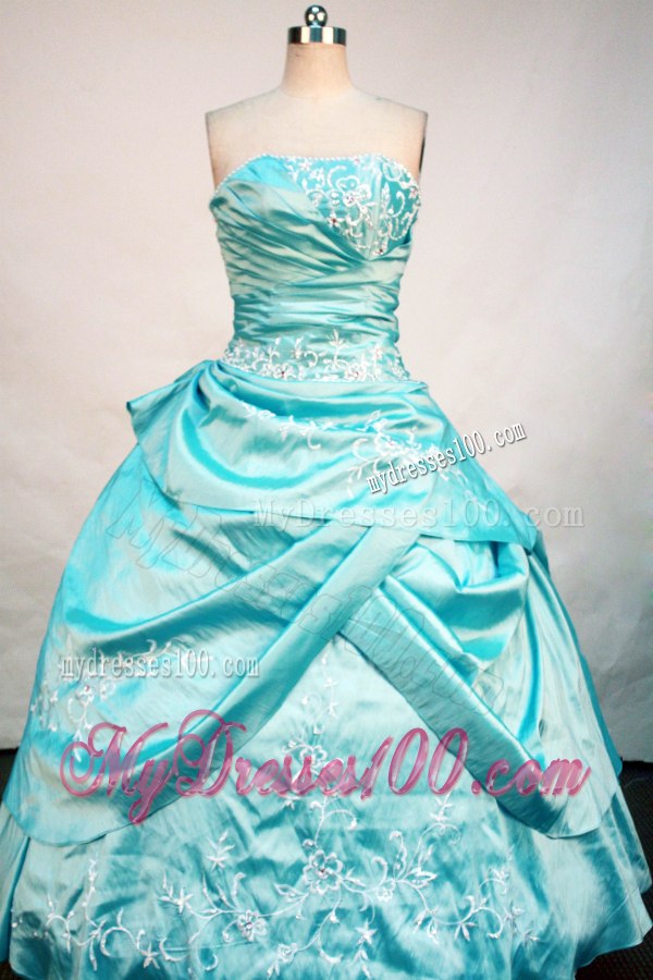 Cute Appliques Aqua Blue Quinceanera Dresses Lace-up Back Ball Gown