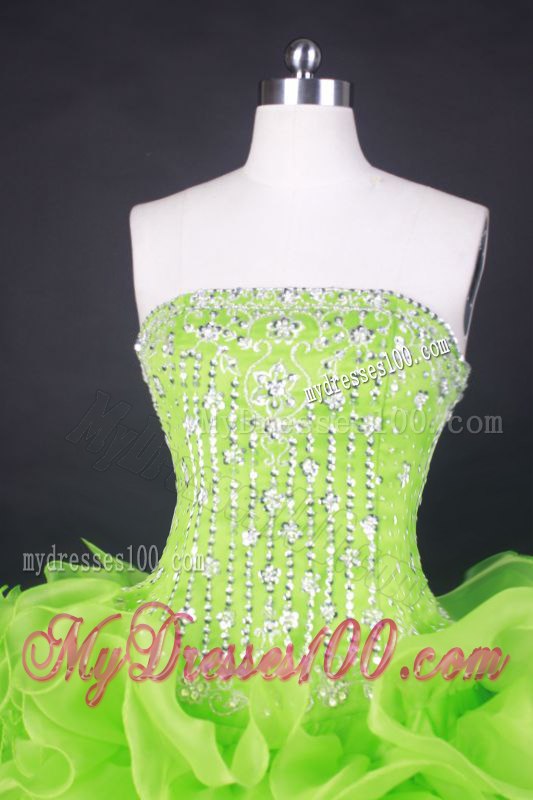 Spring Green Rolling Flowers Quinceanera Party Dress Shining with the Jewelries