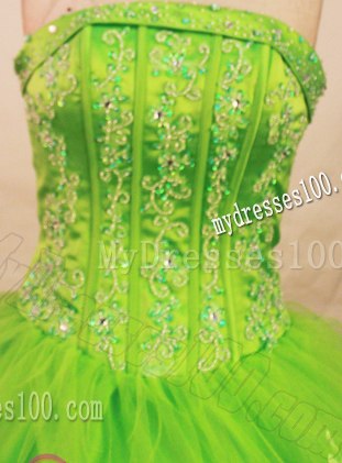 Outstanding Spring Green Puffy Corset Back Quinceanera Gown with Appliques