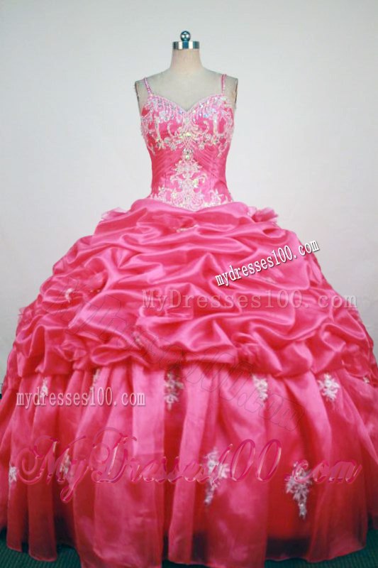 Spaghetti Straps Beading Appliques and Pick-ups Sweet sixteen dresses
