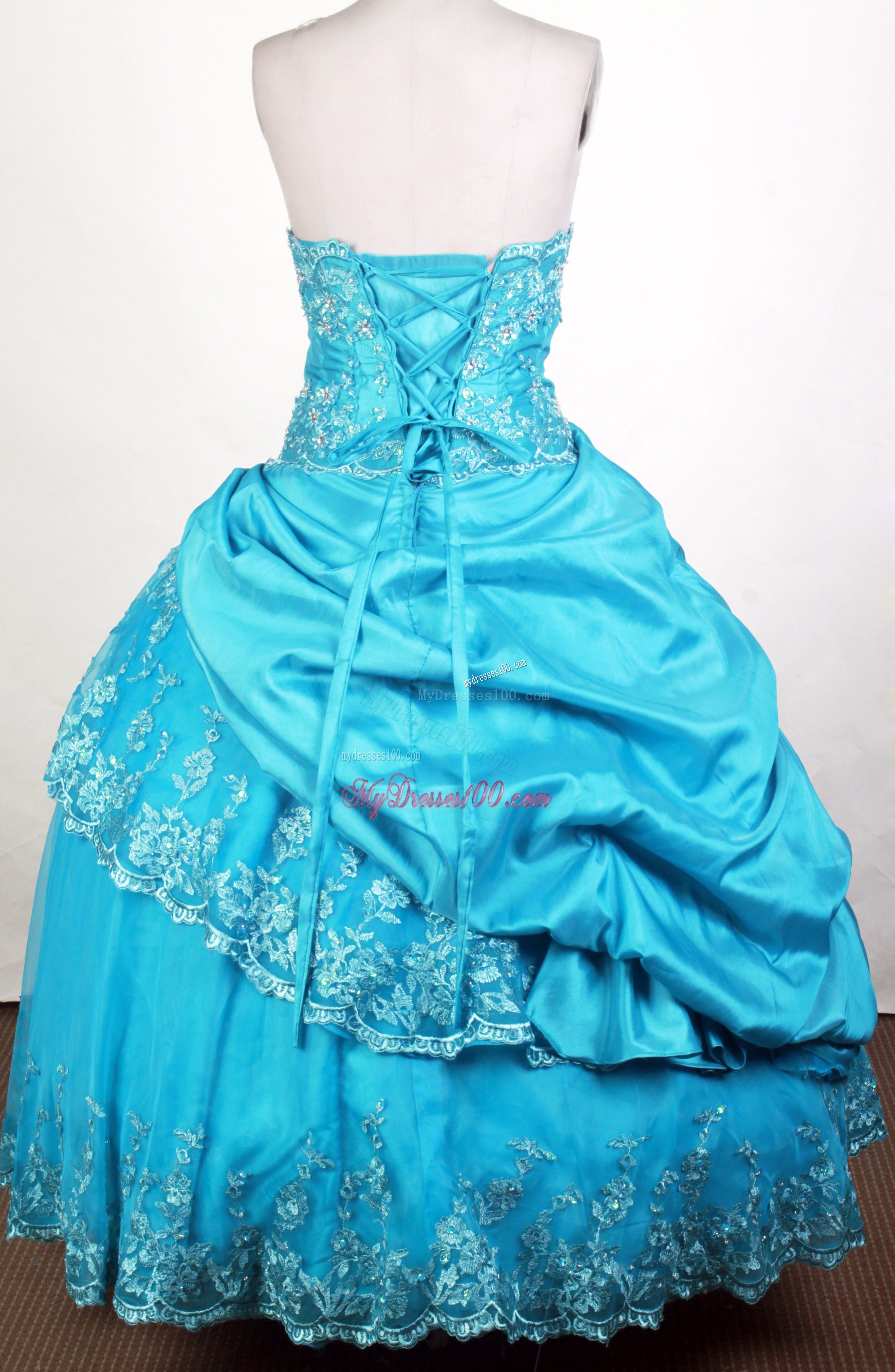 Petal Neck Quinceanera Dress with Beadings Tiers and Lace Hemline