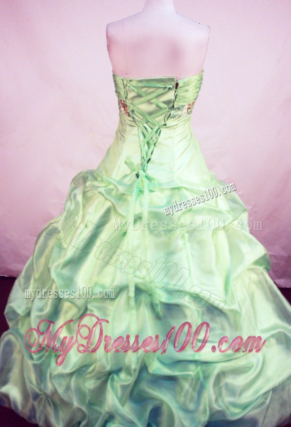 Yellow Green Lace-up Back Beaded Pick Ups Sweet 16 Dresses Simple Style