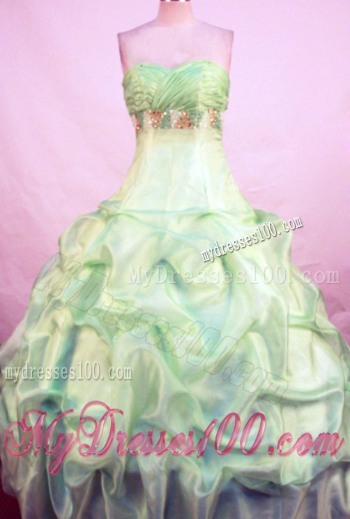 Yellow Green Lace-up Back Beaded Pick Ups Sweet 16 Dresses Simple Style