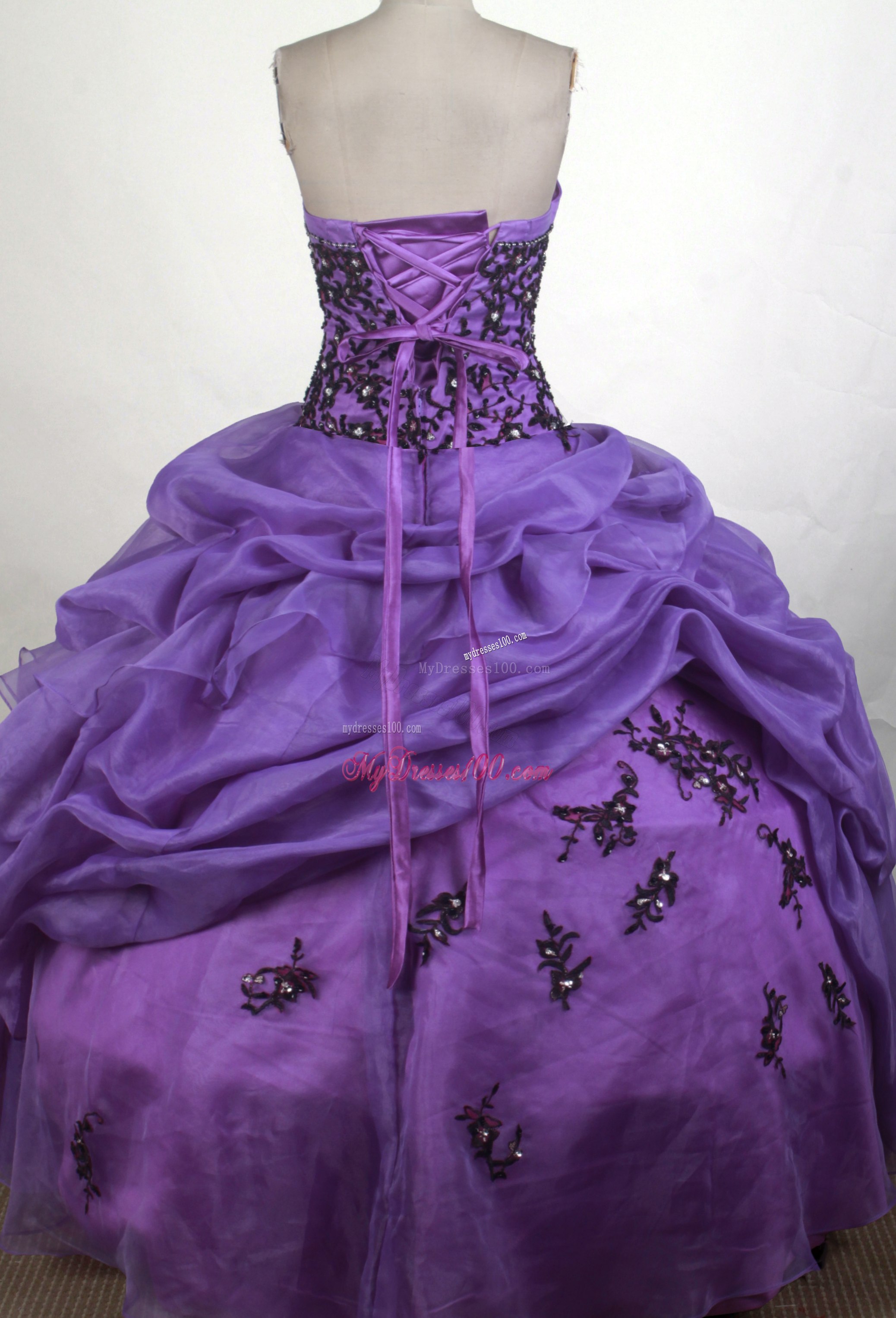 Beading Appliques and Pick-ups Decorated Sweet 16 Dresses in Purple