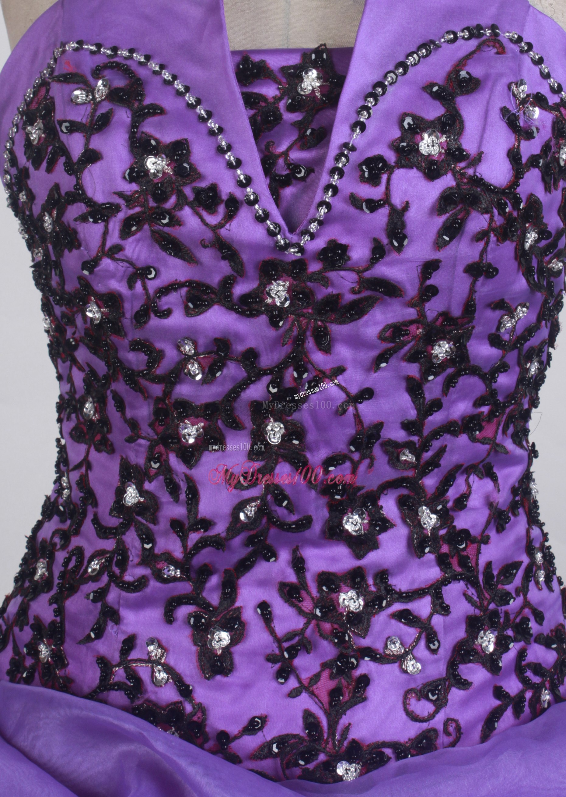 Beading Appliques and Pick-ups Decorated Sweet 16 Dresses in Purple