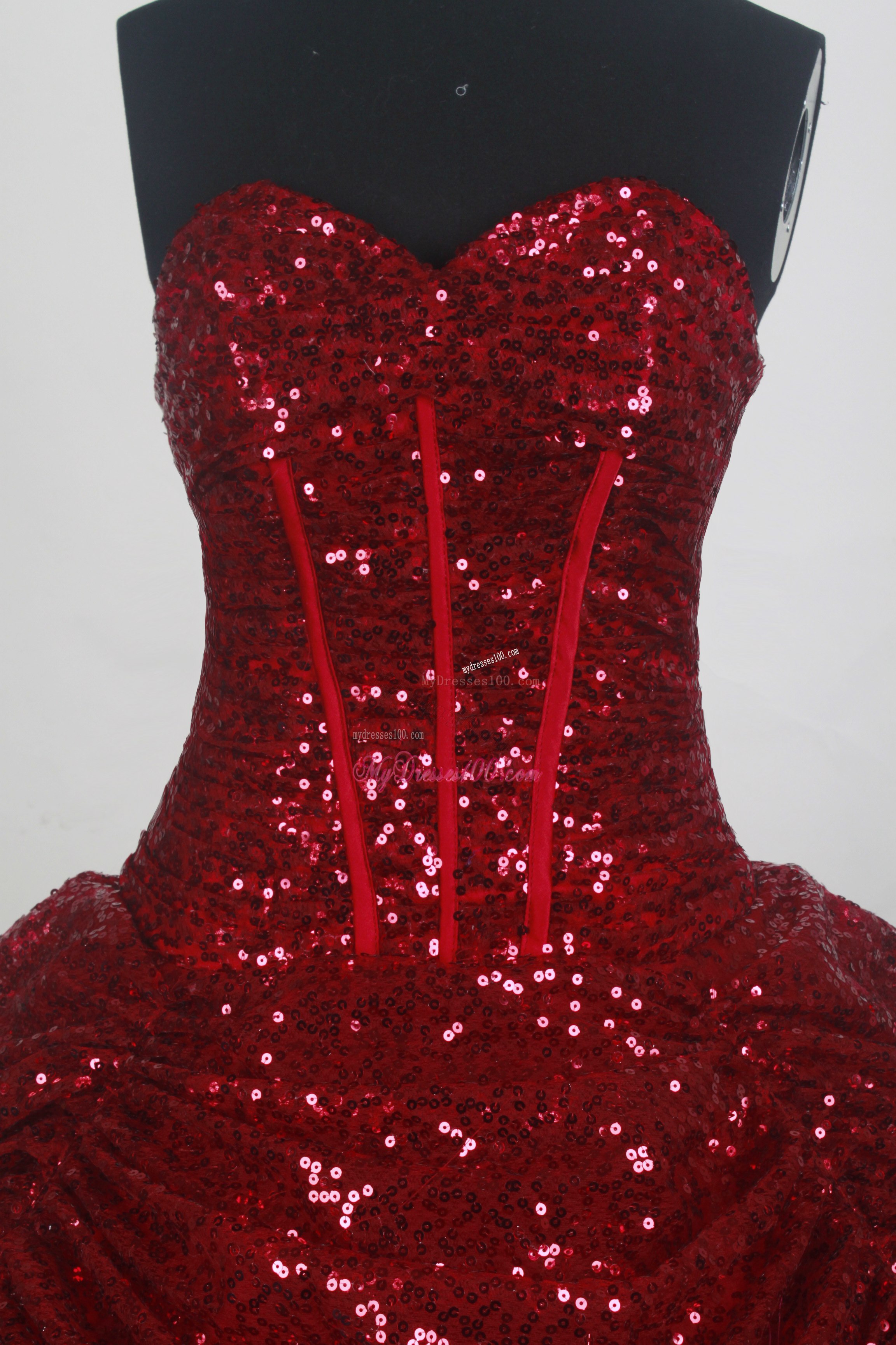 Shining Sequined Quinceanera Dress with Pick-ups and Hand Made Flowers