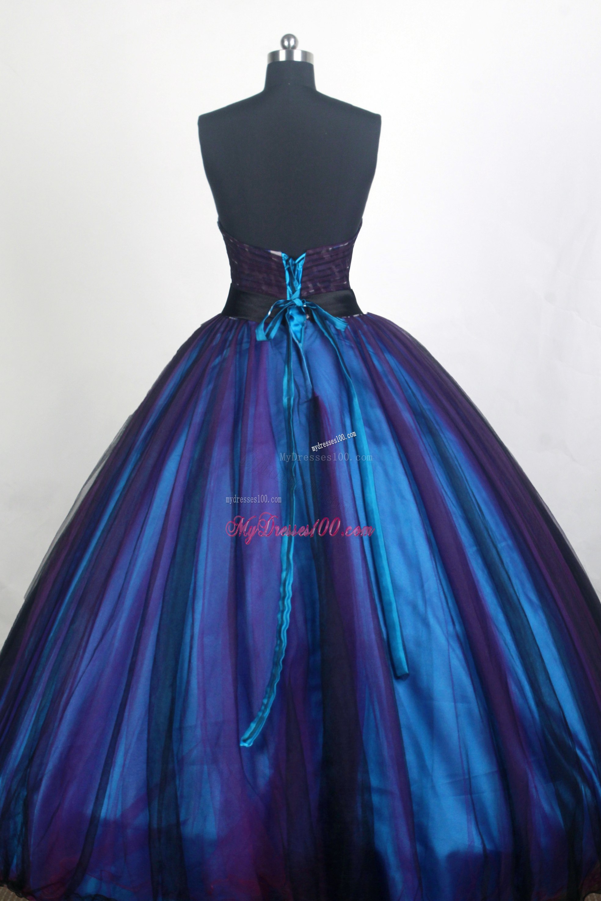 Printed Sweetheart Sweet 15 Dresses with Beaded Satin Sash For Girls