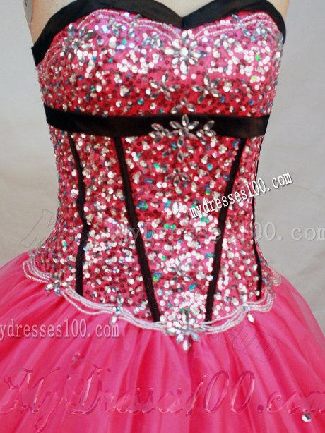 Fashionable Hot Pink Puffy Beaded Sweet 15 16 Dresses Corset Back