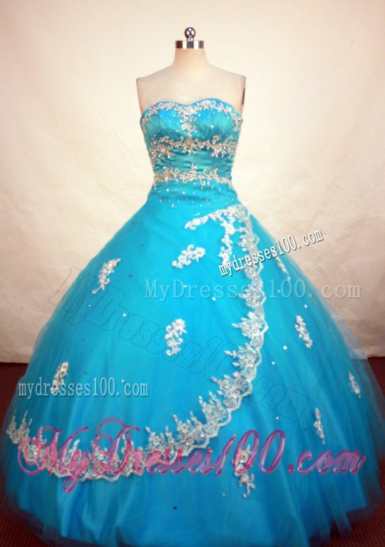 Appliques Beaded Ball Gown Quinceanera Dresses in Turquoise Hot Sale