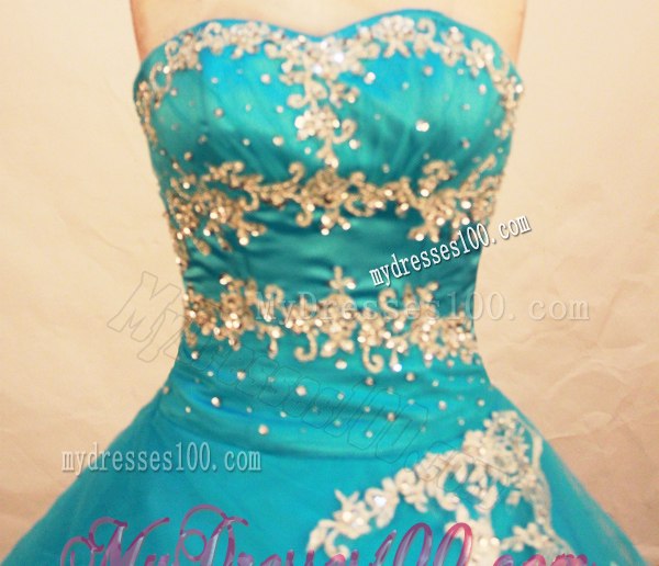Appliques Beaded Ball Gown Quinceanera Dresses in Turquoise Hot Sale