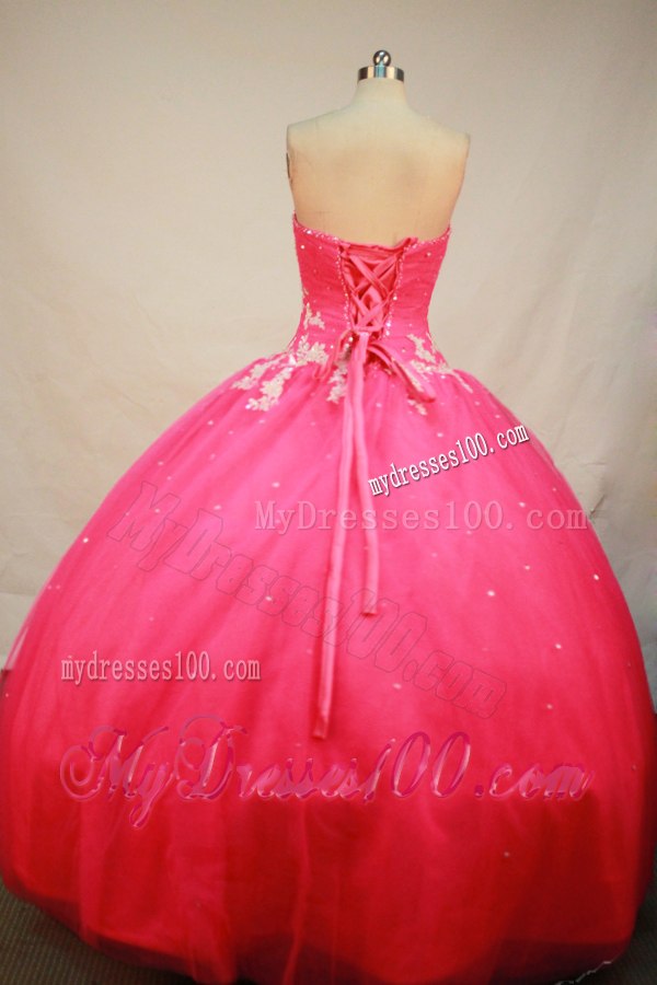 Hot Pink Appliques Sweetheart Quinceanera Dresses Lace-up Back