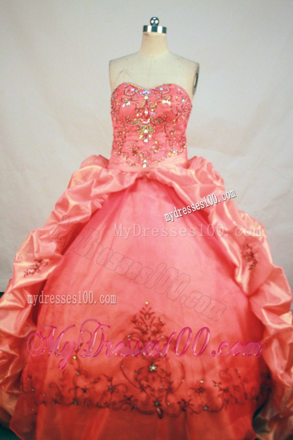 Beaded and Appliques Watermelon Quinceanera Dresses Pick Ups