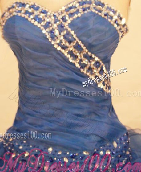 Ruffled Layers Sweet 15 Dresses in Blue with Shining Diamonds waist