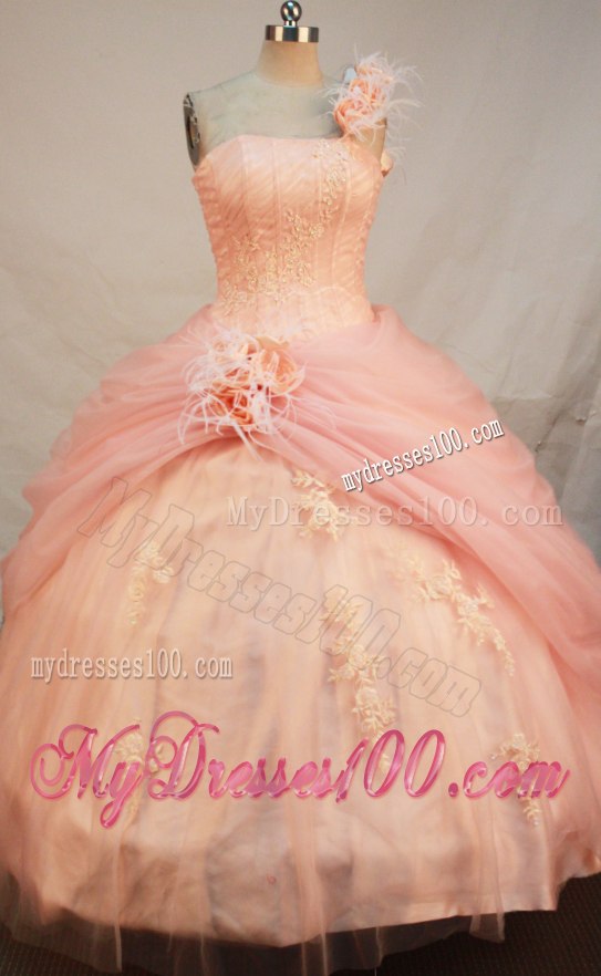 One Shoulder Neck Quinceanea Dresses with Appliques and Crystal
