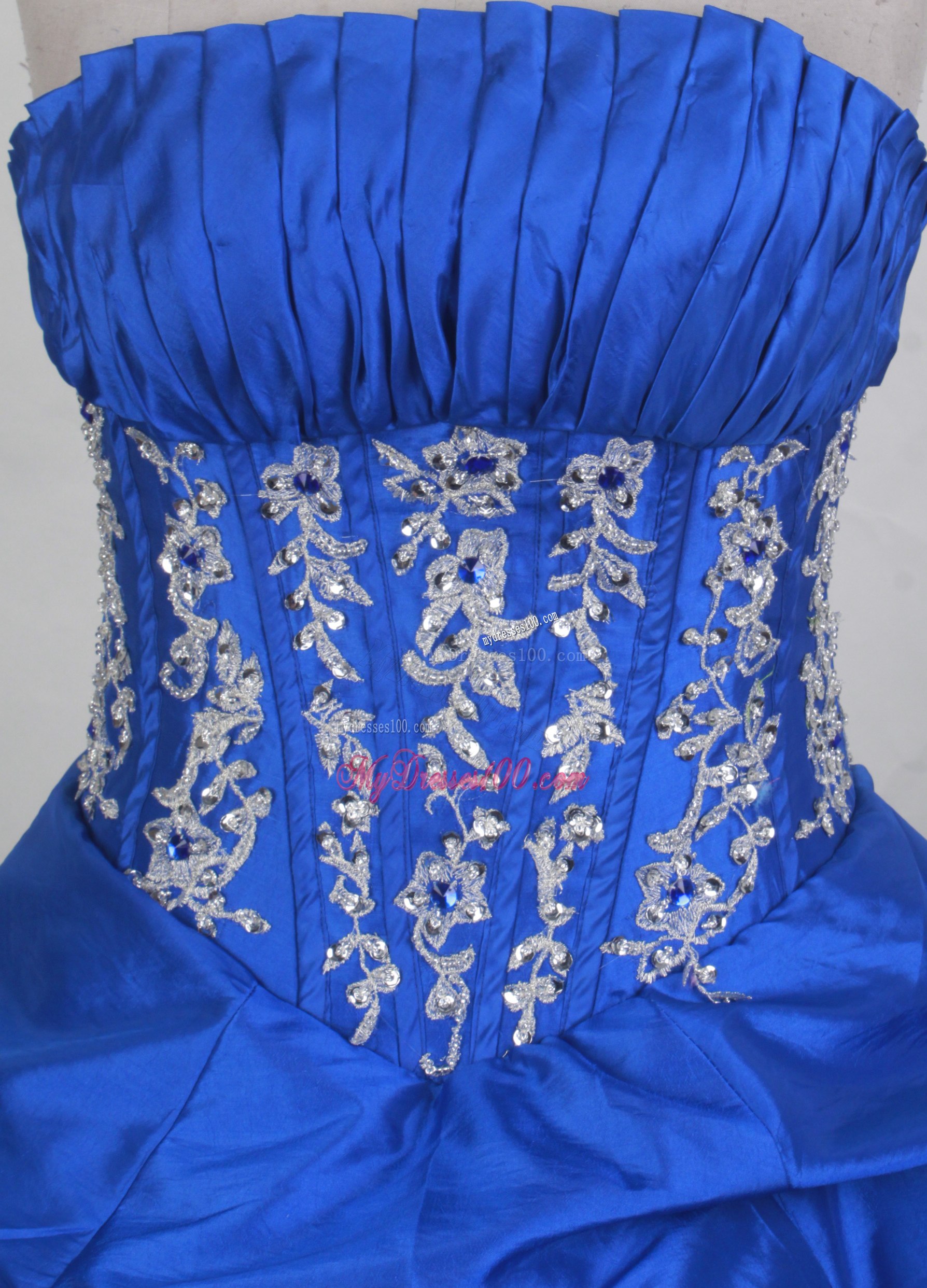Ruched Pick-ups Ball Gown Quinceanera Dress with Appliqued and Beaded Waist