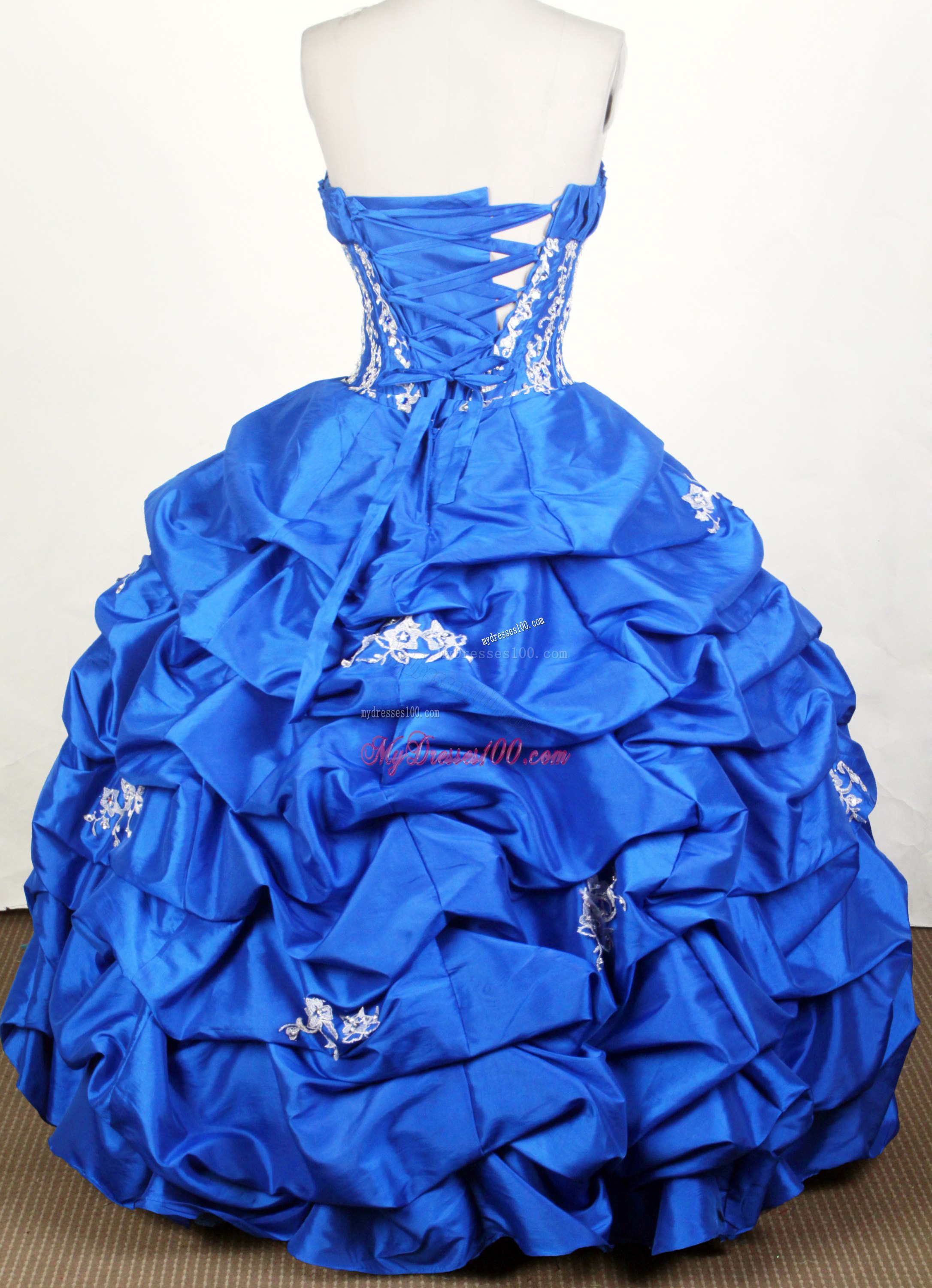 Ruched Pick-ups Ball Gown Quinceanera Dress with Appliqued and Beaded Waist