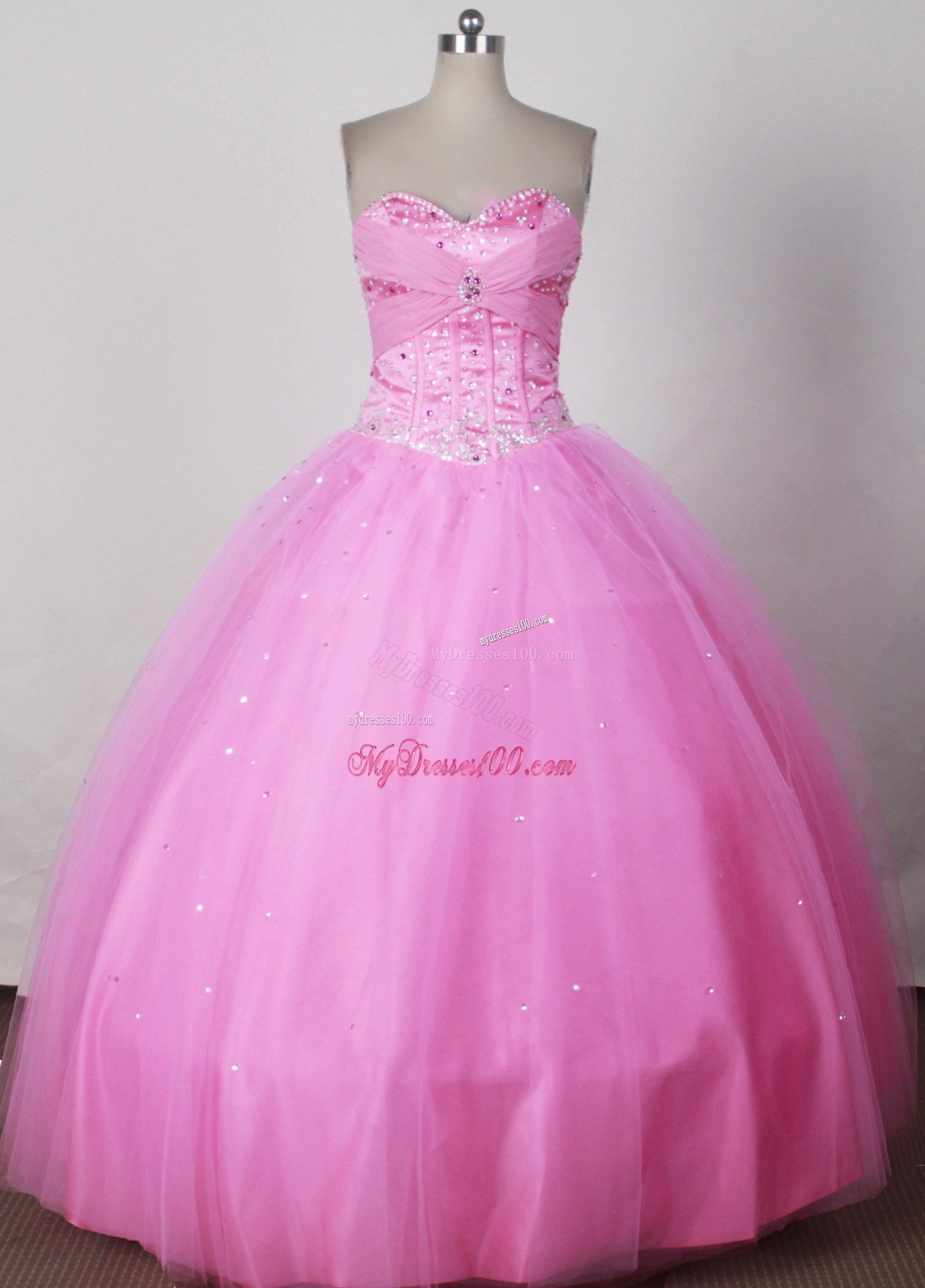 Beading Decorate Bodice Dress for Quinceanera in Rose Pink