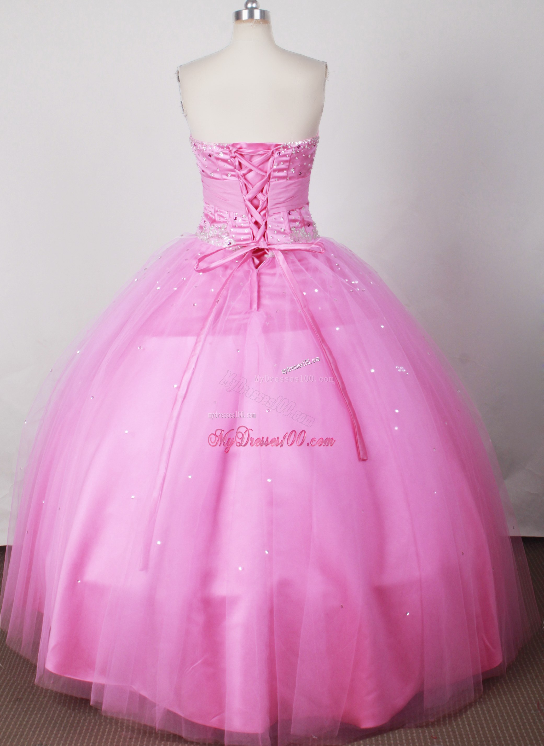 Beading Decorate Bodice Dress for Quinceanera in Rose Pink