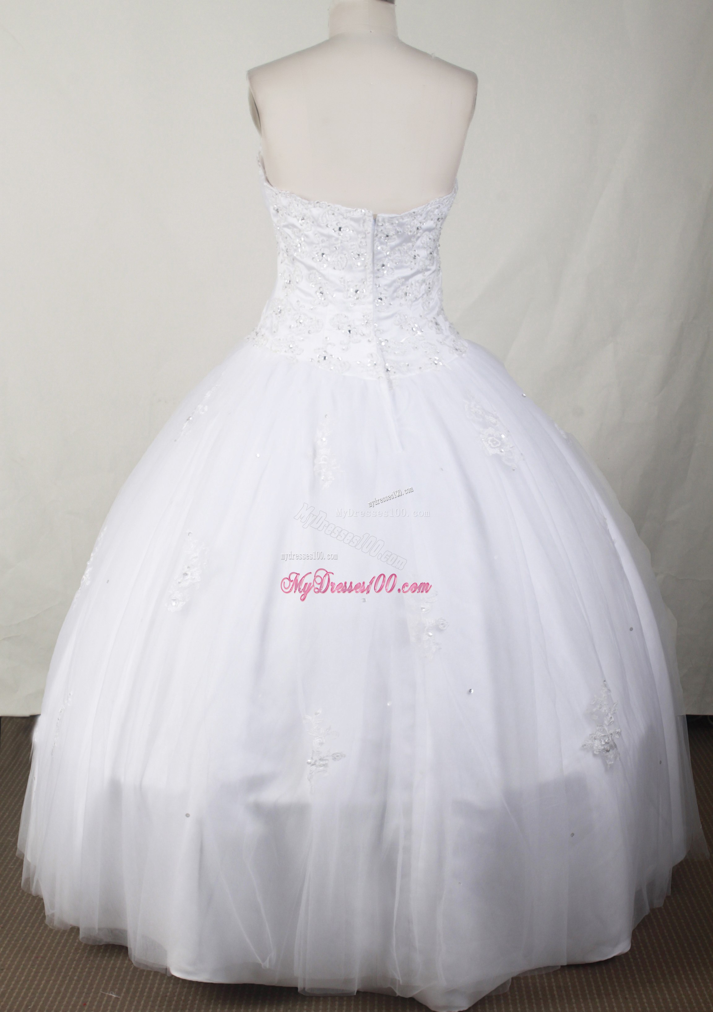 Beaded Appliques Decorate White Dresses 15 with Jacket