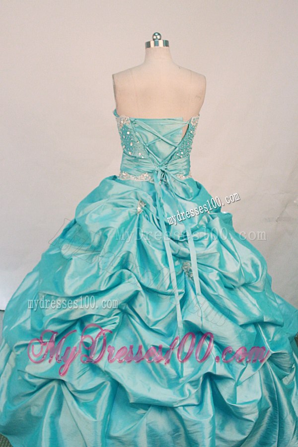 Aqua Blue Taffeta Pick-ups Beaded Quinceanera Dresses Super Hot