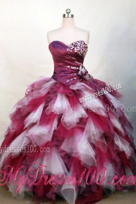 Ruche Hand Made Flowers Beading and Ruffled Layers Decorated Sweet 16 Dresses