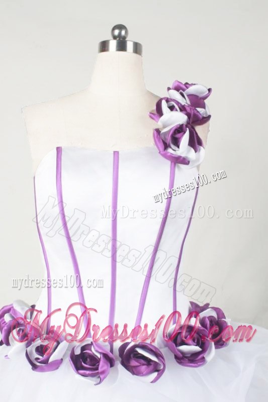 White Pick-ups Sweet Sixteen Dresses with Flowers on One Shoulder and Waist