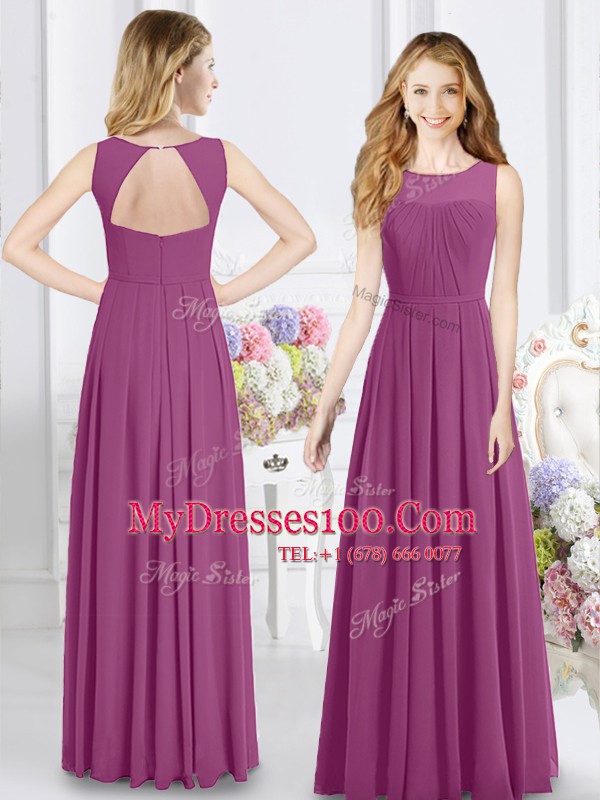 Exceptional Scoop Sleeveless Chiffon Wedding Guest Dresses Ruching Zipper